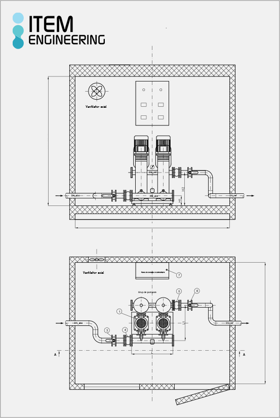 Stație containerizată — plan vedere de sus